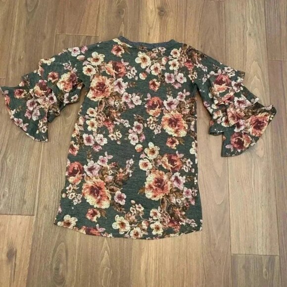 UNCLE FRANK Anthropologie Floral Print mini Dress size Small Tier Sleeve - Picture 5 of 6